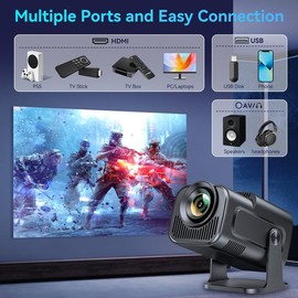 Smart Mini Projector with Android 11.0,2024 Upgraded Portable Projector 1080P 4K Full HD with WiFi 6 and BT5.2,180°Adjustable Stand, Auto Keystone Home Projector for Phone/TV Stick/Laptop