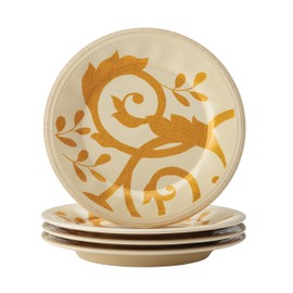 Rachael Ray Dinnerware Scroll Salad Plate Set, 4-Piece, Almond Cream