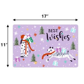 LeZakaa 50 Pack Christmas Paper Placemats for Dining Table Setting - Best Wishes Lettering & Dalmation Dog Design Disposable Placemats Decorative Table Mats for Christmas, Party - 11 x 17 Inch