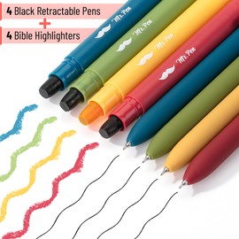 Mr. Pen- Bible Highlighters and Pens, 8 Pack, Vibrant Gel Highlighters, Bible Highlighter No Bleed Through, Bible Highlighters No Bleed, Bible Journaling Kit, Black Gel Pens and Highlighters