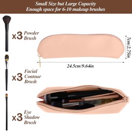 Large Travel Makeup Brush Holder - Portable PU Makeup Brush Organizer Zipper - Anti Fall Out Makeup Tools - for Travel Home Office(Pink)