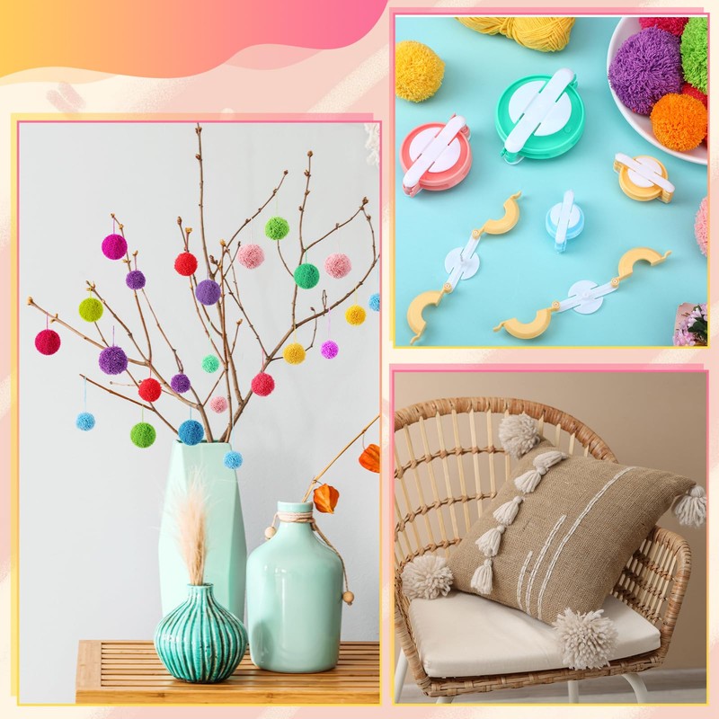 Suncalla 16 Pcs Pompom Makers for Yarn 4 Different Sizes