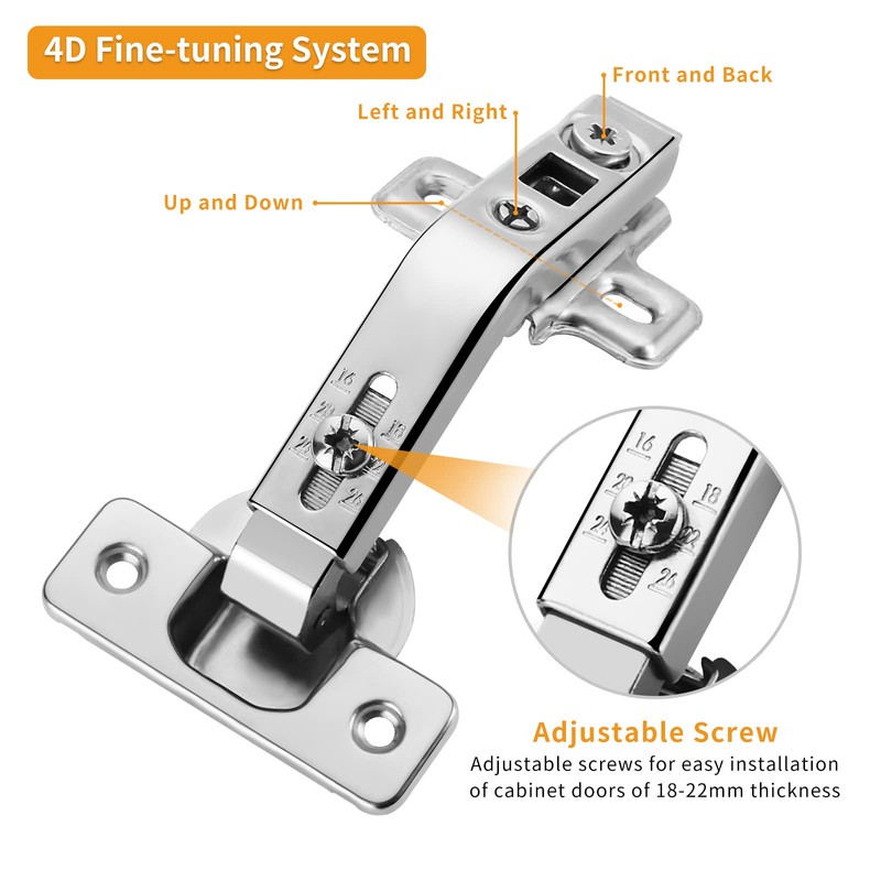 Chibery 4 Pack 2 Pairs 135° Lazy Susan Hinge, Full
