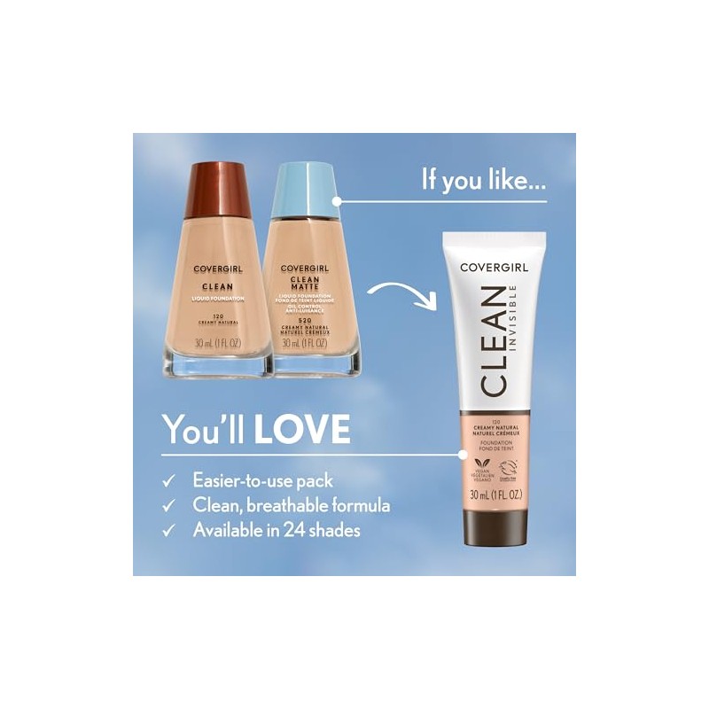 Covergirl Base Maquillaje Líquida Clean Matte Buff Beige