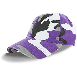 Plain 100% Cotton Adjustable Baseball Cap -Purple Camo, Adjustable, ,Purple CamoAdjustable