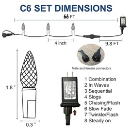 TW SHINE C6 Christmas String Lights, 200 LED 66 FT Christmas Lights Outdoor with 8 Modes Timer, Waterproof Connectable for Indoor Yard Xmas Tree House Christmas Decorations (Multi-Colored)