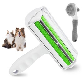 Moregue Roller Pet Hair Remover-2Pack Brush and Remover Reusable Lint roller-Cat and Dog Hair Remover-Pet Hair Remover for Furniture/Bed,Reusable Dog Hair Remover Roller for Dog & Cat Cleaning (GREEN)