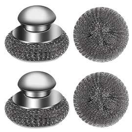 HSAJS Set of 2 Washing Up Sponge Scourer Wire Ball Kitchen Sponge Washable Washing Up Brush Kitchen Brush with Holder for Pot Pan Washing Cleaning