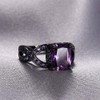 Ganquya Emerald Cut Purple Amethyst Cubic Zirconia Ring, Black Gold