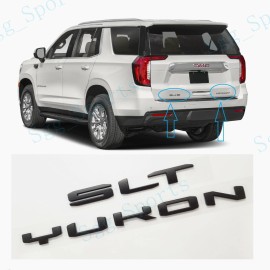 GMC 2PCS GMC 2021-2023 Yukon Yukon XL Rear Tailgate Matte Black YUKON SLT Emblems