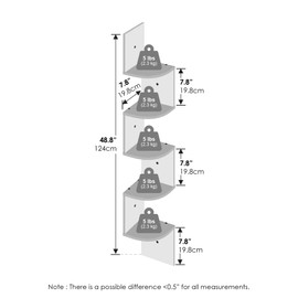 Furinno 5-Tier Floating Corner Shelf, Wall Mount Shelves for Storage and Display, Columbia Walnut