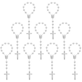 XINHUIDALSQ 50 Baptism Rosary Acrylic Rosary Mini Rosary Suitable for the First Holy Communion Baptism Party Gift Suitable for Recuerditos De Bautismo Christening Favors Decenarios Finger Rosary,