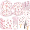 Pink Bow Cowgirl Party Dinnerware Kit for Girls - 20
