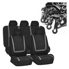 GAOLAOSY Car Seat Covers Full Set, Breathable Car Seat Protector Airbags Compatible with Composite Sponge Inside, Universal Washable Automotive Interior Accessories for Cars Trucks SUVs (Grey)