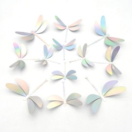 Qidie 60 Pieces 3D Dragonfly Wall Art Decor Stickers Silver Dragonfly Wall Decoration Window Wall Decals Stickers for Party/Doors/Bedroom Living Room/Wedding Decoration (Silver Dragonfly)