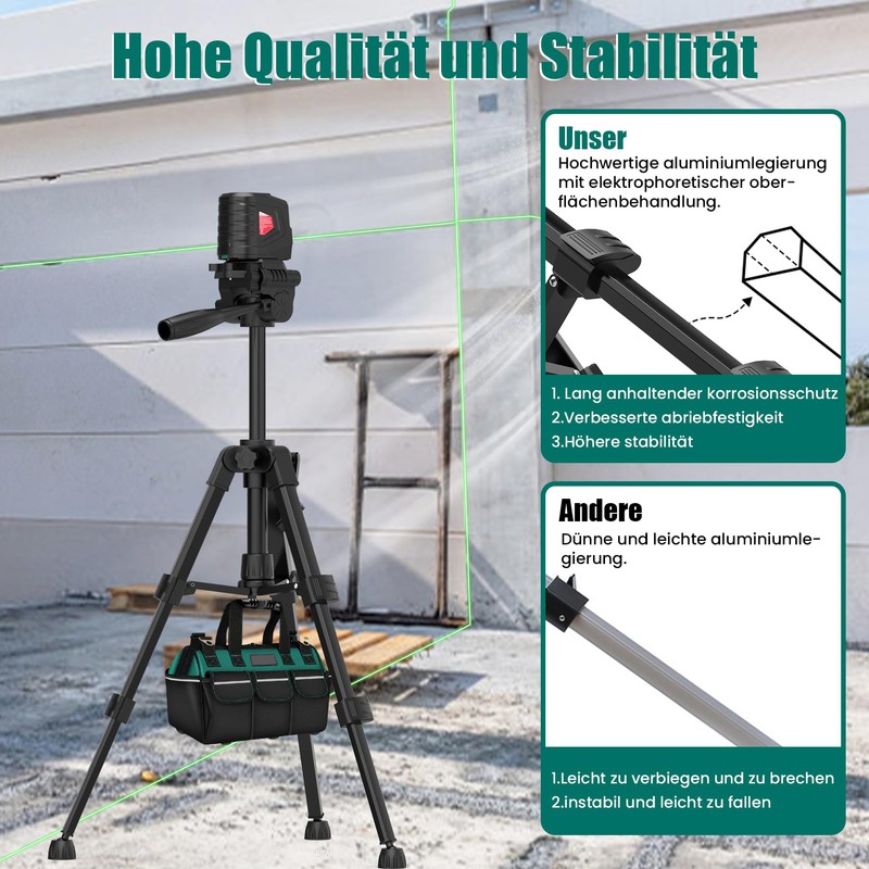 Hychika Construction Tripod for Cross Line Lasers and Leveling Devices,