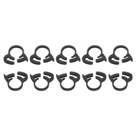 sourcing map 10 Pcs Adjustable Double Snap Grip Hose Clamps Plastic 12.3-14 Mm/0.48-0.55 Inches Inner Dia Adjustable Several Ratcheting Tubing Clamp for Home, Black