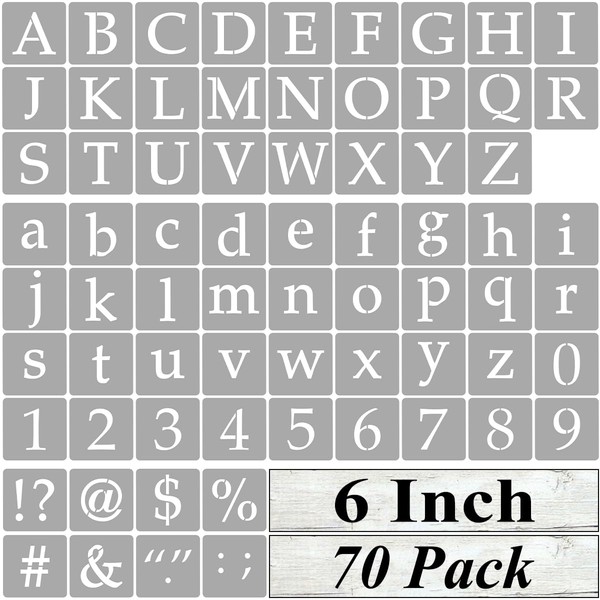 6 Inch Alphabet Letter Stencils for Painting - 70 Pack