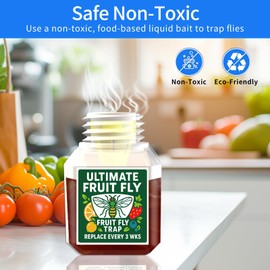 Fruit Fly Trap Refill Liquid Replacement Only 10 Packs- Liquid Fly Traps for Indoors- Safe Near Pets,Food and Kids- Fruit Fly Lure Refill Easy to Use Fly Traps for House