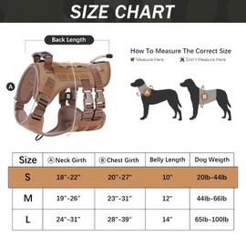 Yungaspy No Pull Tactical Dog Harness for Small Dogs, Escape Proof Molle Dog Vest Harness and Leash Set, Adjustable Military Service Dog Harness with Handle for Medium Large Dogs(Brown, S)