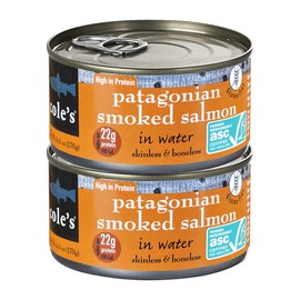 COLES – Patagonian Smoked Salmon in Water – Applewood Flavor-Boneless | Skinless | Canned Salmon-Seafood Rich in Protein - 6.0 oz Each Container- 2 pk