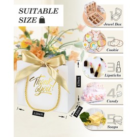 EQOREIIN 30 Pack Thank You Gift Bags with Handles 5.5 x 2.4 x 4.7 Inches Small Gift Bags with Bow Ribbon Party Favor Bags Paper Gift Bags Bulk for Baby Shower, Wedding, Party Favor, Birthday,