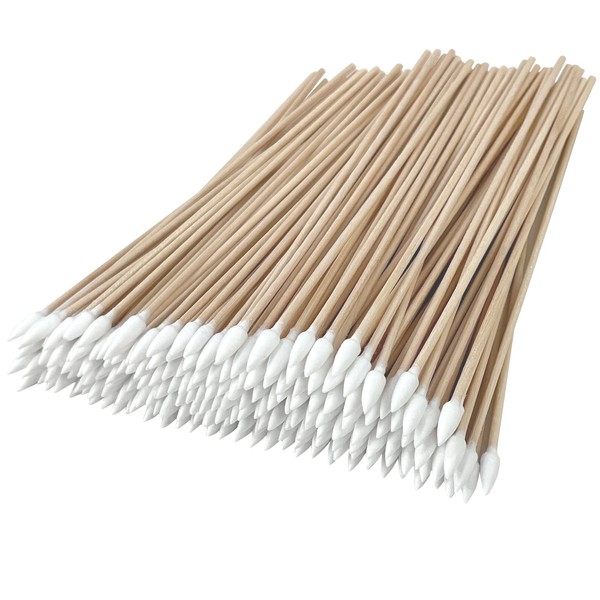 Garrelett 6-Inch Long Cotton Swabs for Precision Cleaning - Ideal for Electronics, Guns, Pet Care, Makeup, Crafts - Nature Cotton & Durable Wood for Enthusiasts in Health, Beauty (200 Pointed)
