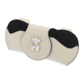 Motoforti Car Sunglasses Case Magnetic Universal Car Visor Eyeglasses Holder Storage Box PU Leather Beige 18x7.6cm 1 Pcs