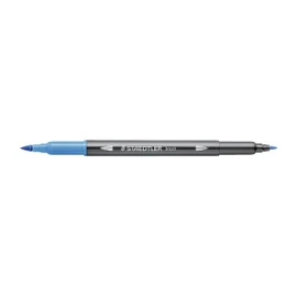 STAEDTLER Watercolour Design Journey 3001-34 Double Fibre Tip Pens Aqua Blue Fine Tip and Flexible Brush Tip Water-soluble 10 Aqua Blue Felt Tip Pens