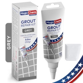 Tile Grout Repair, Grey 8.8 oz/250gr. Fast Drying Grout Repair Kit, Grout Filler Tube Repair Kit, Tile Grout Paint, Grout Sealer Restore and Renew Bathroom Floor, Tile Gaps Joints Lines, Nozzle Cutted