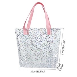 TotePrint Transparent Hologram Beach Bag 31 x 30 x 12 cm PVC Shoulder Bag with Glitter Pattern Waterproof, B090-d2045-9-8517, M