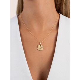 SINGULARU - Organic Colours Zodiac Sign Pendant - 18 Carat Gold-Plated Sterling Silver Pendant - Pendant to Combine with Necklace - Women's Jewellery, Brass, No Gemstone