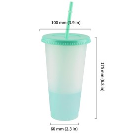 DAKFOOK 10 PCS 710ml Colour Changing Cups with Lids and Straws, 24oz Multicoloured Plastic Tumblers Set, Cold Drinking Cups for Party and Travel