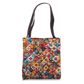 American Quilt Colorful Patchwork Quilting Quilter Sewing Tote Bag