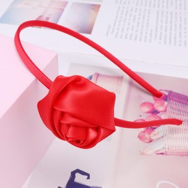 HOXIEYA Valentine's Day Headband Delicate Rose Hairband Velvet Fabric Hair Hoop Valentine's Day Hair Accessories for Women Girls Valentine's Day Party Supplies Gift (01-red rose)