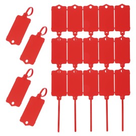 PATIKIL 150Pcs Blank Waterproof Plastic Tags, Label Seal Shipping Tags Key Storage Marker Ties Hang Tags Reusable Writable with Zip Tie for Labeling Luggage, Red 2.48 x 1.46 Inch