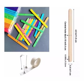 La Brujita Wax 50 Soportes Para Centrado De Pabilo Madera + 100 Pegantinas