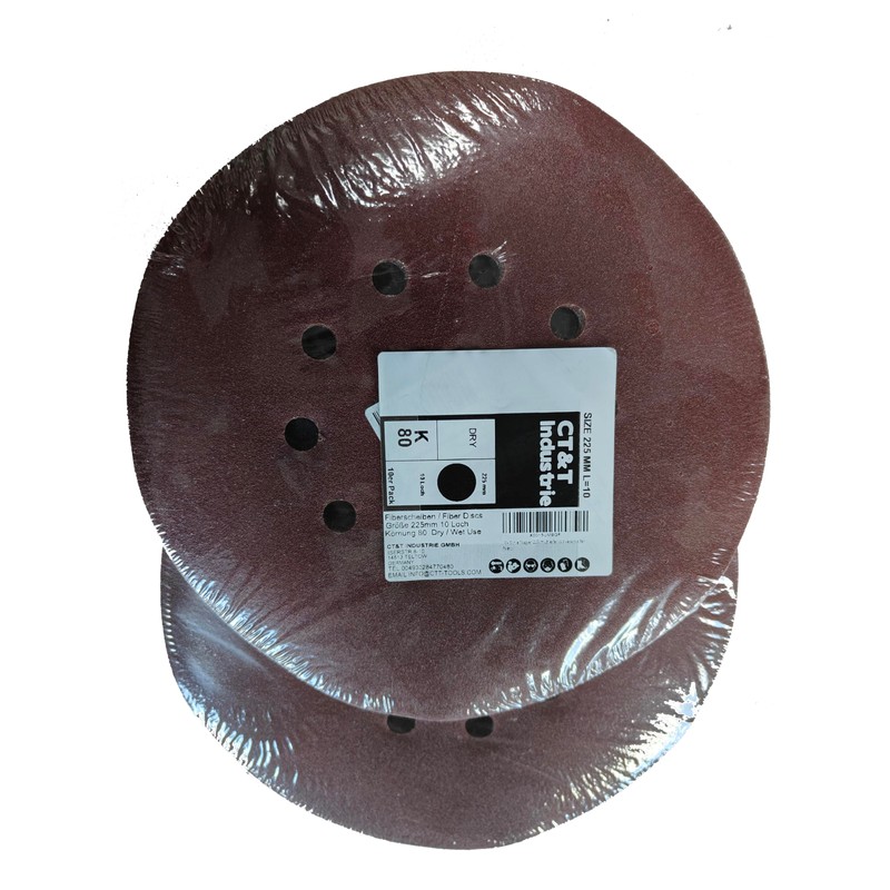 10 x Sandpaper 225 mm 10 Hole Grain = 180