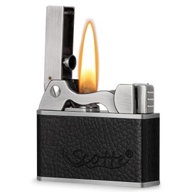 Scotte Vintage Kerosene Lighter, Windproof Soft Flame Lighter, Metal and Leather Trench Lighter, Fluid Refillable Pocket Lighter& Pipe Lighter, Gift for Father Husband