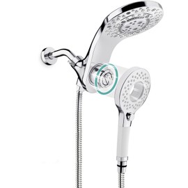 SR SUN RISE 8-Spray 2-in-1 Dual Shower Head with Handheld, Magnetic Shower Head Combo with Hose, Detachable Shower Head with Pause Switch for Saving Water, Polished Chrome