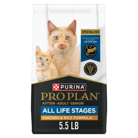 Purina Pro Plan All Life Stages High Protein Cat Food Chicken and Rice Dry Kibble 5.5 Pound (Pack of 1)