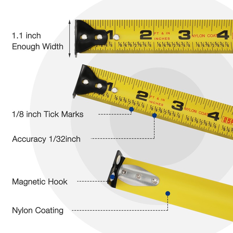 WORKPRO 16FT Tape Measure, 2 Pcs Heavy Duty Retractable Tape