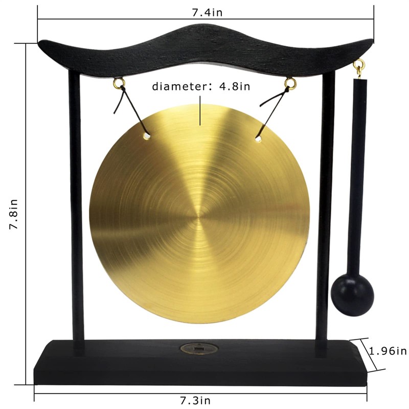 Feng Shui Brass Gong Desktop Zen Art for Fortune +