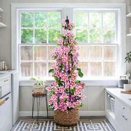 Alisisfores 4 Ft obelisk trellis for Climbing Plants outdoor,4 Ft garden trellis with Extra Thickened Plastic-Coated metal pipes, Garden Indoor Potted Plant Support, Climbing Support for Potted Plants