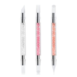 Finloome 3 pcs Nail Art Pen Silicone Brushes Dual Tipped Nail Design Tools Nail Art Carving Sculpture Pen For 3D Effect Shaping Drawing Dotting