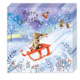 Twizler Frohe Weihnachtskarten, 8 Stück, niedliches Kaninchen-Design, niedliche Weihnachtskarten, Multipack, 8 Weihnachtskarten, Happy Christmas Karten, Weihnachtskarten, 8 Stück