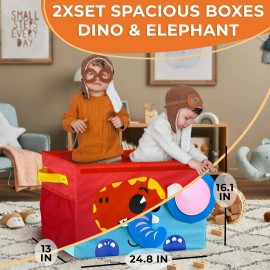 QUOKKA Dino Toy Storage Box Organizer 24.8x16.1x13 In Collapsible Fabric Bin