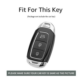 Ontto Leather Car Key Case fit for Hyundai Palisade Accent Santa Fe Veloster Kona Electric Nexo Elantra GT i30 Key fob Cover Keyring Remote Key Holder Keychain Key Protective Accessories Blue