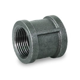 SUPPLY GIANT CNDQM038 Straight Malleable Iron Coupling With Black Coating And With Banded Ends, 3/8