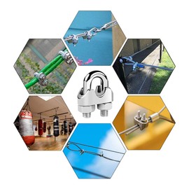 Pack of 18 Wire Rope Clips M3/M4/M5 Rope Clamp Stainless Steel 304 Bow Clamps Rope Clamp for Wire Ropes 3 mm/4 mm/5 mm Ropes